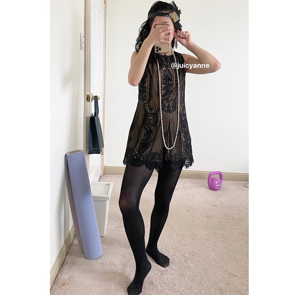 Speakeasy black lace romper